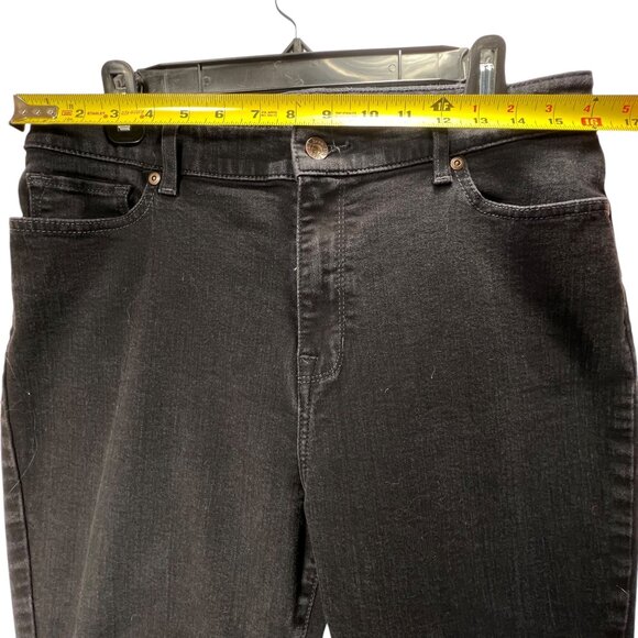 LL Bean Womens Classic Black Denim Jeans 14R Dark Wash Straight Leg Pants - Picture 13 of 14